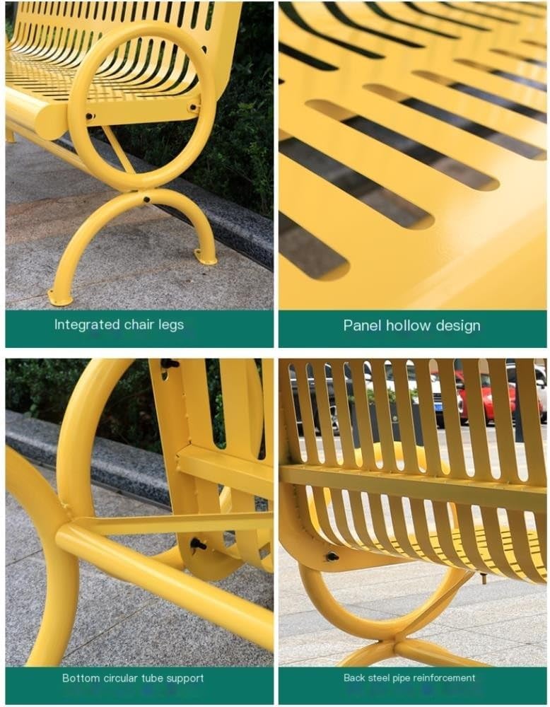 Outdoor Bench, Sturdy Steel Park Bench for 2, Outdoor Garden & Patio Seating Garden Bench(Black,150cm)