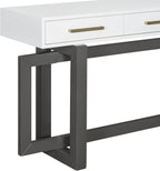 Contemporary Entryway Console Table 57-Inch Extra Long Minimalist Entry Sofa Table with Storage Drawers for Living Room Hallway, Gray & White