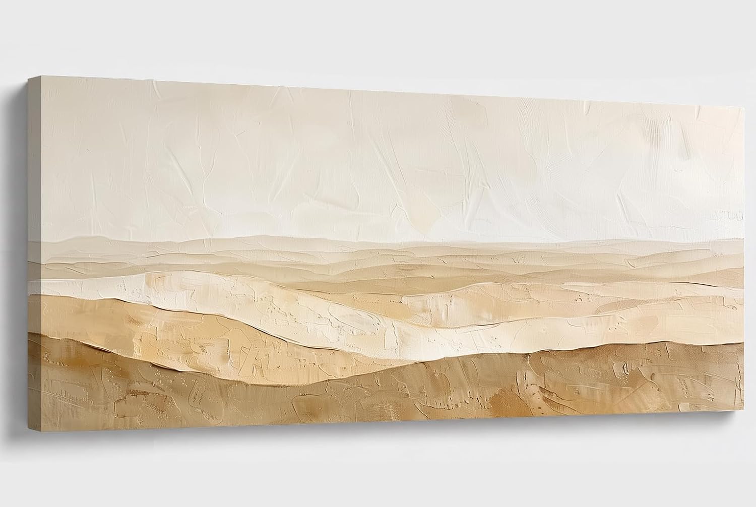 JILLICK Layered Beige Landscape Canvas Wall Art, Horizontal Textured Ridge Decor for Living Room Wall Art Decor, 46x23 in