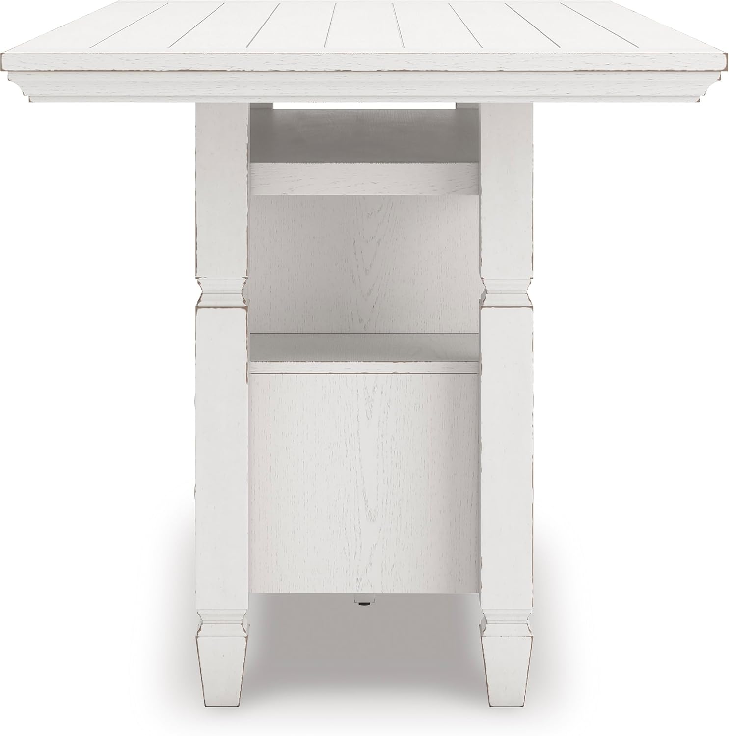 Signature Design By Ashley Robbinsdale 72-Inch Counter Height Dining Table with Kitchen Island Storage, Rubberwood Solids, Ash Veneer and MDF Substrates, Antique White