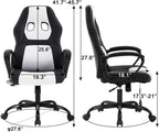 Gaming Chair Office Chair Desk Chair Massage Ergonomic PU Leather Racing Chair with Lumbar Support Headrest Armrest Task Rolling Swivel Computer Chair for Women Adults Girls(White)