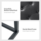 HULALA HOME 61" Faux Leather Bench with Metal Base, Upholstered Bedroom Bench for End of Bed, Button-Tufted Footstool for Entryway Living Room Dining Room, Black