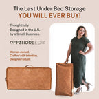 Premium Under Bed Storage with Wheels, Low Profile Rolling Storage Box in Vegan Leather with Metal Frame, Pull-Out Underbed Organizer for Bedroom or Closet, Housewarming or Wedding Gift