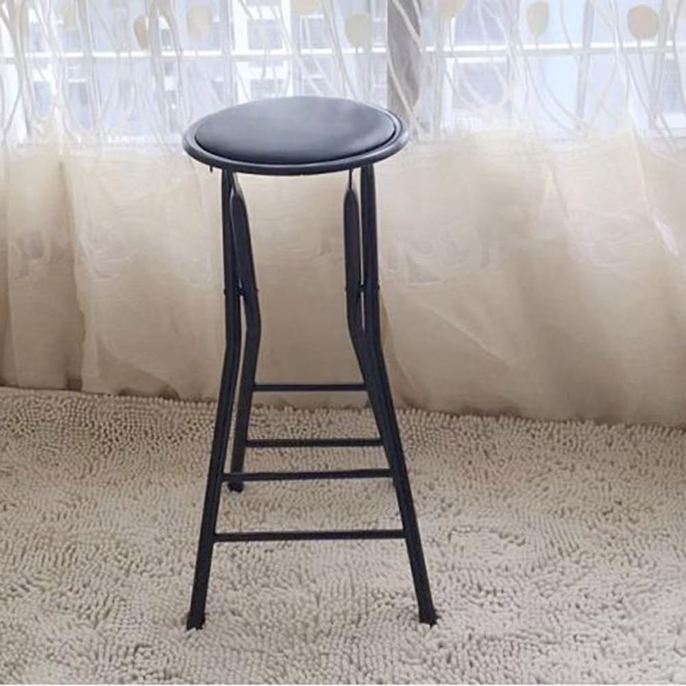 Folding Bar Stool, 24 /28 Inch Heavy-Duty Padded Portable Tall Chair Stool, Backless Counter Height Bar Stool with 225lb Capacity for Kitchen, Recreation Room, or Game Room ( Color : Black , Size : 70
