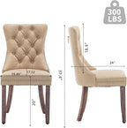 Leather Dining Chairs Set of 6, Upholstered Dining Room Chairs with Nailhead Trim, Sillas de Comedor Modernas 6, Wooden Kitchen Chairs for Dining Room, Living Room, Kitchen, Bedroom, Beige