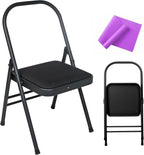 INNOLIFE Foldable Backless Yoga Chair with Resistance Band for Abs & Core, Flexibility and Strength Training and Back Pain Relieving