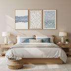 SAFERRYHOME Mid Century Neutral Blue Contrast Boho Wall Art - Modern Framed Canvas Prints Large Abstract Zen Lines Geometric Pattern Decor for Living Room, Home Office, Dining Room - 3 Pieces 24x36 Inch