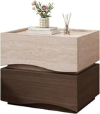 Bed end Table with Drawer, Smart Nightstand Table with Locks, Side end Bedside Table, Solid Wood Bedside Table, Suitable for Bedrooms, Living Rooms, and Offices(Khaki-A,19.6 * 15.7 * 18.1in)