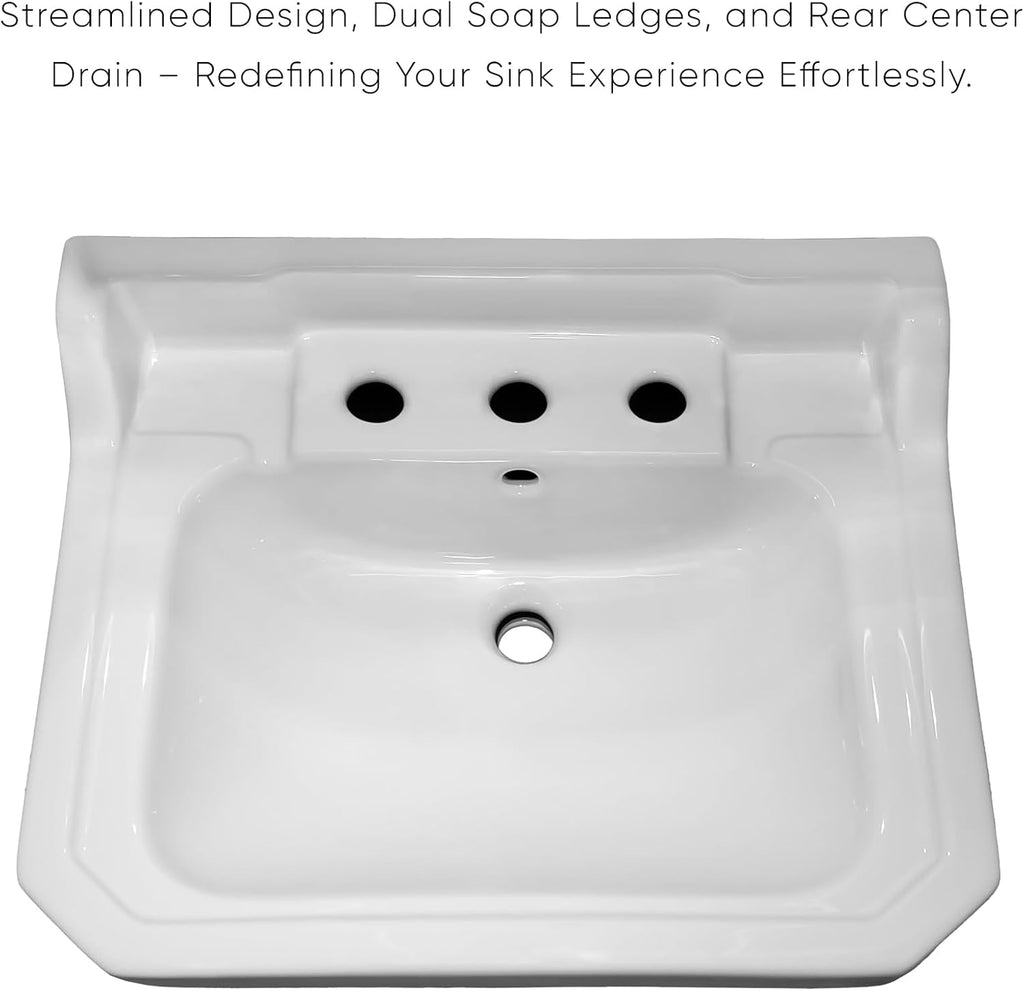Whitehaus Collection WHV024-L33-3H-C Victorian Style Bath Console Sink with Interchangeable Towel Bar and Backsplash