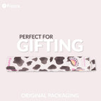 FISURA Wooden Hand Fan with Eye-catching Black and White Cow Pattern Original Stylish Accessory Portable Handheld Fan with Handy Hanger Dimensions: 42.5 x 23 cm