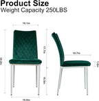 Lightdot Dining Chairs Set of 2, Accent Parsons Diner Chair Upholstered Fabric Stylish Kitchen Chairs with Metal Legs and Padded Seat for Dining Room, Vanity, Living Room, Bedroom Office,Green
