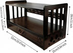 Meditation Table Altar,Small Altar Table,Hand Carved Natural Brown Wood Small Puja Table, Used in The Tea Table Japanese,Study Room,Yoga Room.IT is 20.5 Inches Long,10 Inches Wide, 11 Inches Tall