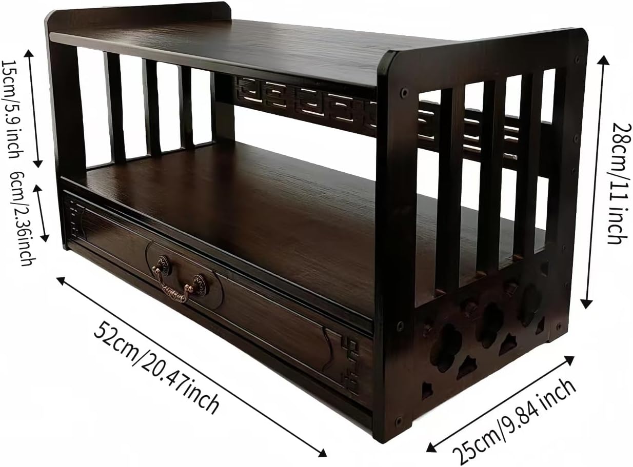 Meditation Table Altar,Small Altar Table,Hand Carved Natural Brown Wood Small Puja Table, Used in The Tea Table Japanese,Study Room,Yoga Room.IT is 20.5 Inches Long,10 Inches Wide, 11 Inches Tall