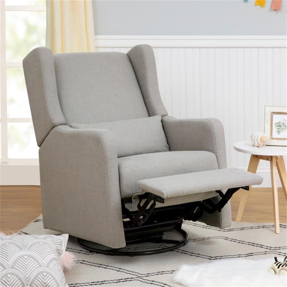 DaVinci Carter’s Arlo Glider Recliner Nursery Chair - Water & Stain Resistant Glider Rocking Chair for Nursery - GREENGUARD Gold, FSC & Certi-PUR US Certified - Cozy Swivel Rocker Recliner - Grey