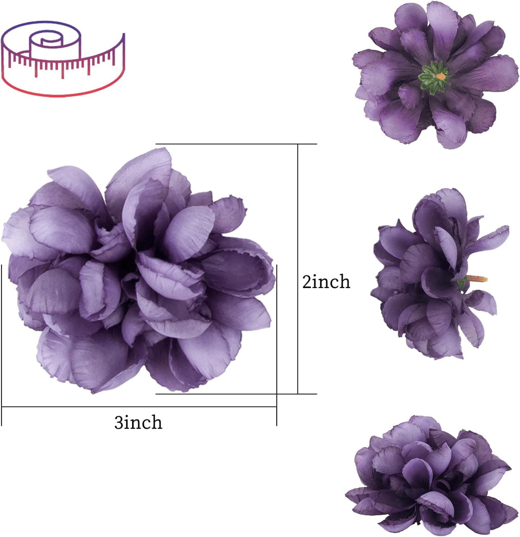 TeaSu Floating Flowers for Floating Candle Centerpieces, 12pcs Purple Artificial Flower Head for Wedding Centerpieces - Purple