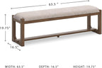 Signature Design by Ashley Cabalynn Farmhouse Upholstered Dining Bench, Foam Cushion, Hardwood Solids, 63.5" W x 16.5" D x 19.75" H, Beige & Light Brown