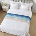 Bed Runner Scarf for Cal.King Size Bed, Navy Blue Coastal Beds Scarf Throws for Foot of Bedding, Waves Summer Beach Ocean Sea Decorative Beds Runners for Bedroom Guestroom, 102"x20"