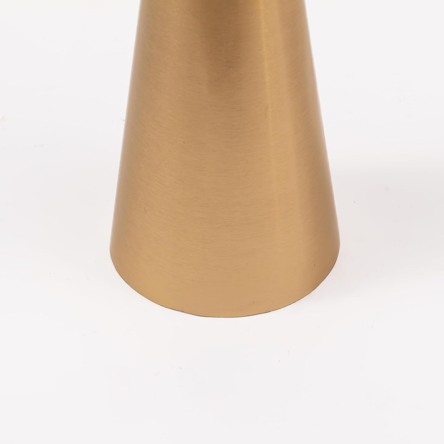 Modern White Marble Top Accent Drink Table with Brushed Gold Nickel Pedestal Base, Boho Circle Table, Decorative End Table, Use as Small Plant Stand for Living Room, Bedroom, or Entryway,Assembled