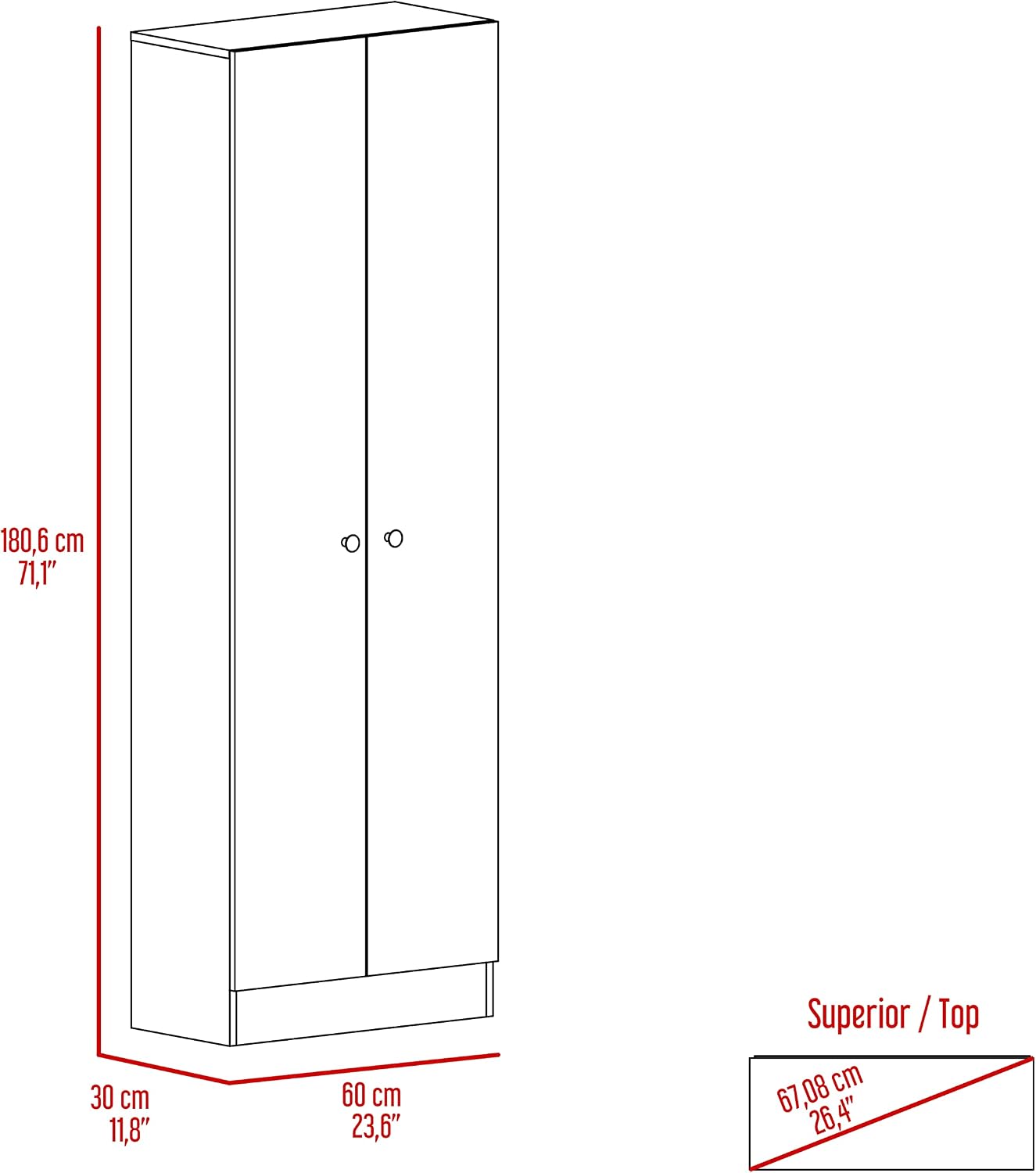71" H Kitchen Storage Pantry Cabinet,2-Door Wooden Cupboard Credenza Bufffet Cabinet Freestanding Kitchen Hutch for Living Room, Dining Room, Dark Brown
