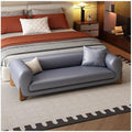 Modern Bed End Stool Light Luxury Leather Sofa Bench Bedroom Clothing Store Cloakroom Bedside Entryway(Gray-Blue,Medium)