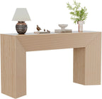 55-Inch Wood Entryway Table with Storage, Narrow Long Sofa Table Behind Couch, Fluted Console Table for Entryway, Hallway, Living Room, Accent Table for Decoration and Organization, Natural Wood