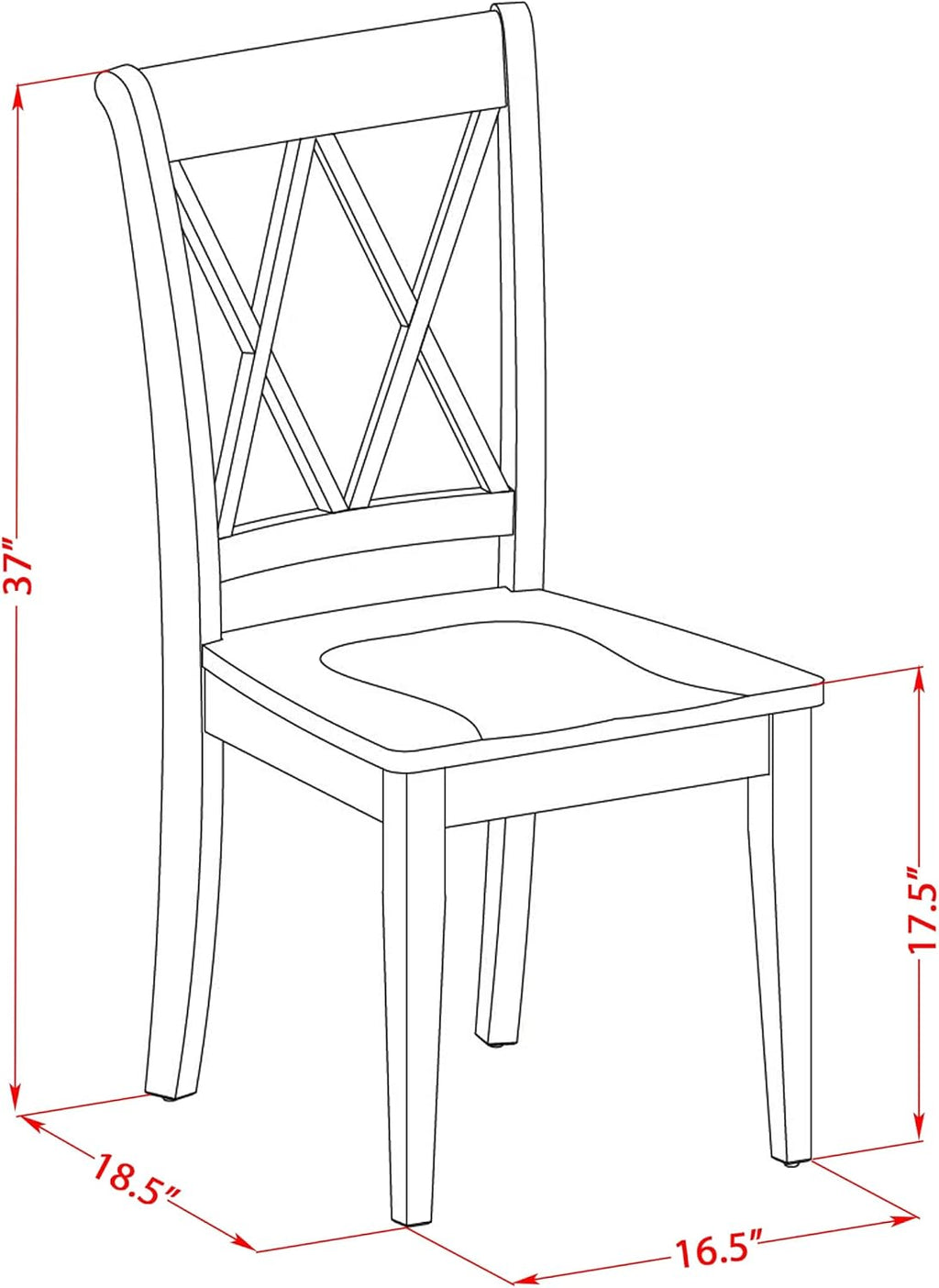 East West Furniture CLC-ESP-W Clarksville Dining Room Chairs - Double Cross Back Wood Seat Chairs, Set of 2, Espresso