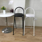 Foldable High Chair with Back Support & Footrest Round Padded Seat for Home Kitchen Office(Black,65cm/26inch)