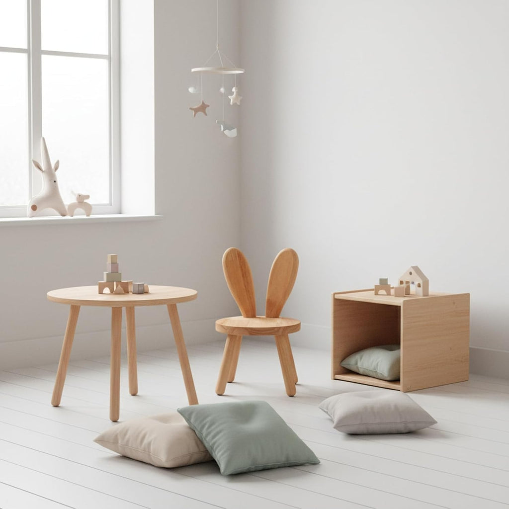 Toddler Wooden Chair Kids,Bunny Chair for Ages 1.5-5,Small Stool, Comfortable Children's stools, Suitable for Nurseries, playrooms and Low Tables (1 PCS)
