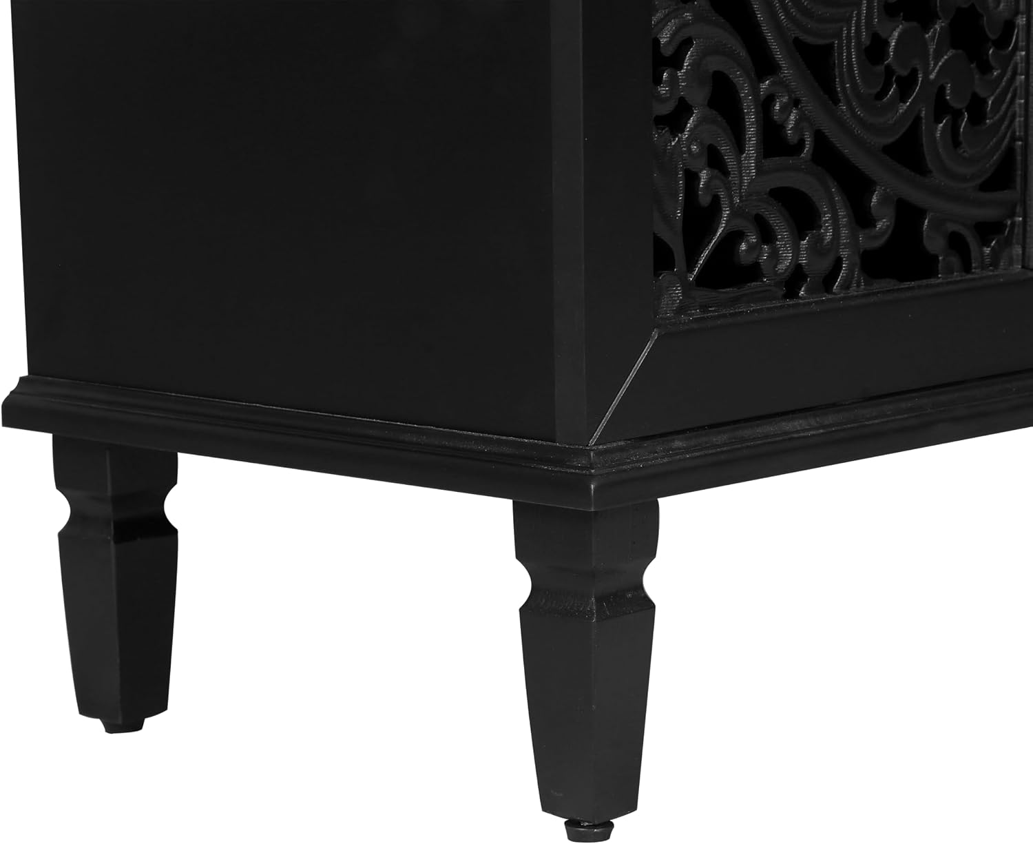 Vintage Sideboard Buffet Table Accent Credenza Storage Cabinet with 4 Hollow Carving Doors Adjustable Shelves Wood Legs for Kitchen Dining Living Room Entryway 60 Inch Antique Black