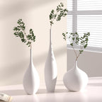 Relexome White Ceramic Vase Modern Boho Wabi-Sabi Flower Vase Set of 3 Decorative Aesthetic Vases for Centerpieces Pampas Matte Minimalist Vases for Living Room Table Shelf Home Decor Gift