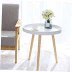 Veemoon Nordic Style Small Round Side Table White Mini Coffee Accent Table for Sofa and Bedside Indoor Balcony Use