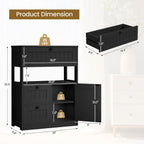 GRUSIGN Storage Cabinet, Modern Bathroom Floor Storage Cabinet Organizer with 1 Door and 3 Drawers, Freestanding Cupboard for Kitchen/Living Room Use