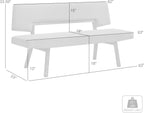 Channell Wood Dining Bench in Walnut Finish with Blue Fabric