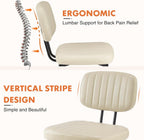 Sweetcrispy Dining Chairs Set of 2, Upholstered Mid Century Modern Kitchen Accent Chairs with Faux Leather Cushion Seat & Metal Legs for Home Office, Living Room-Beige White