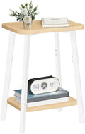 MAHANCRIS Side Table, Small Rectangular End Table with Storage Shelf, 2-Tier Bedside Table Sofa Couch Table, Nightstand for Small Spaces, Living Room, Bedroom, Natural ETBN4701
