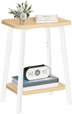 MAHANCRIS Side Table, Small Rectangular End Table with Storage Shelf, 2-Tier Bedside Table Sofa Couch Table, Nightstand for Small Spaces, Living Room, Bedroom, Natural ETBN4701