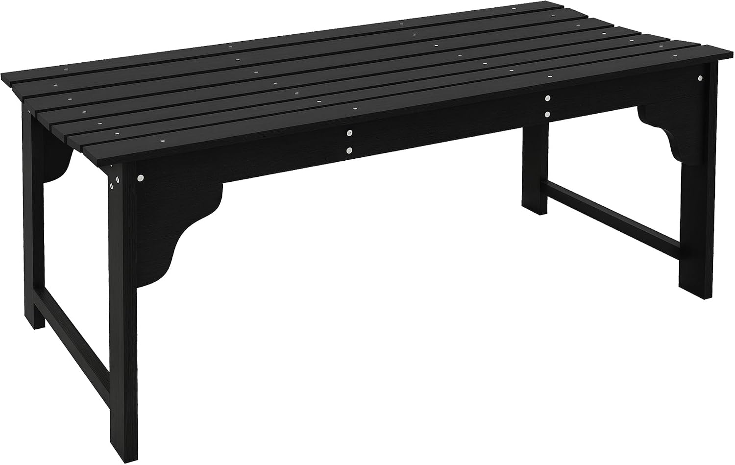 Wooden Garden Bench, Slatted Porch Bench with Curved Seat, Black Outdoor Park Bench for Front Porch Patio Backyard Entryway Seating Area Lawn Furniture Accent Piece