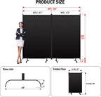 Room Divider Panel, Siebwin 2 Panel Folding Privacy Screens with Wider Feet, 8 Ft Portable Room Partition for Room Separator, Room Divider Screen Partition Room Dividers Freestanding