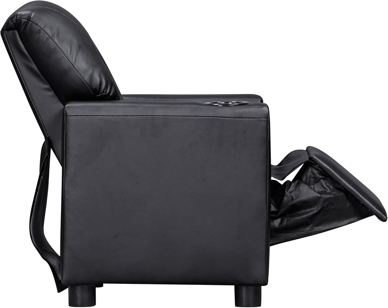 Olive & Opie Oakley Kids/Toddler Push Back Recliner Chair, Lounge Sofa for Boys & Girls Ages 3 and Up, Soft Upholstery,Vegan Leather Onyx