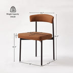 GrandNoor Brown Faux Leather Dining Chairs Set of 4, Armless Upholstered Kitchen Chair,Modern Dining Room Chair with Curved Backrest