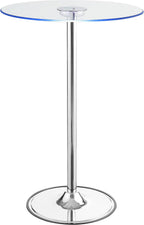 Chrome Glass Top LED Bar Table