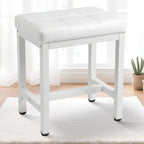 Vanity Stool Chair, Square Faux Leather Makeup Chair with Metal Legs, Cute Small Ottoman Vanity Bench, Foot Stool Chair for Vanity for Bedroom, Living Room, Bathroom, White