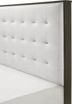 1pc Contemporary Upholstered Twin Size Panel Youth Bed Button Tufted Headboard Wooden Bedroom Furniture White Cream Gray