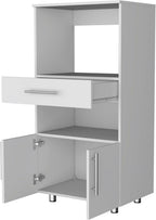 24.4" D*16.5" W*48.03" H Corner Freestanding Kitchen Pantry with Dawer, 2 Open Shelves, Double Door, Rectangular Wood Storage Cabinet, Modern Minimalist, for Living Room, Dining Room, White