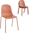 Dining Chairs Set of 4, Plastic Stackable Kitchen Chairs, Modern Indoor/Outdoor Chair with Metal Legs for Dining Room, Kitechen, Cafes, Restaurants (Terracotta)