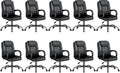 Executive Office Chair, Leather Desk Computer Chair with Armrests, Mid-Back Swivel Adjustable Ergonomic Design for Home Office, 10PC, Black