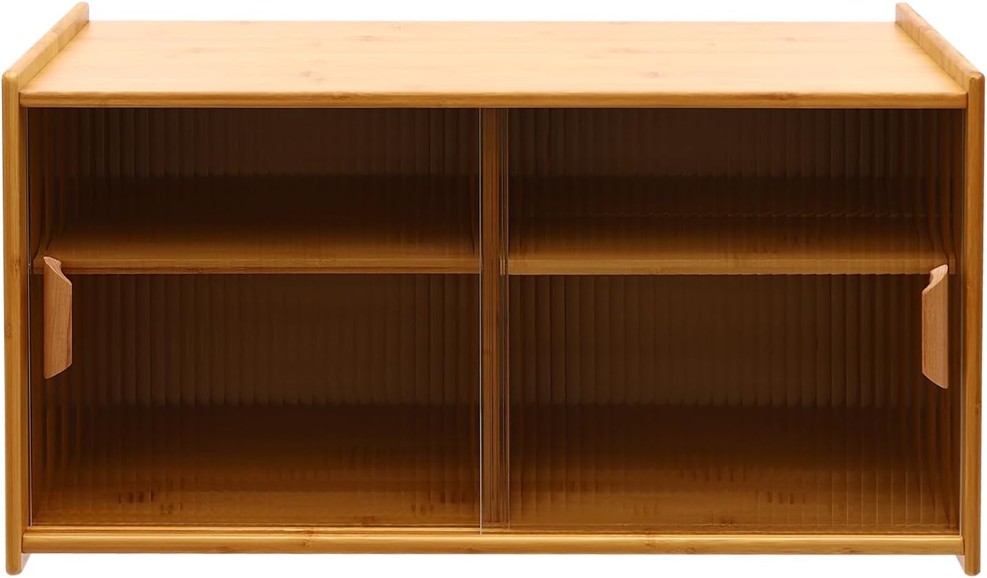 Wall Pantry Cabinet with Adjustable Shelf, Wall Mounted Kitchen Sideboard with Sliding Doors Tabletop Cupboard Pantry Cabinet for Plates Bowls Spices Cups
