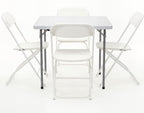 BTEXPERT 5 Piece Folding Card Table Portable and Chair Set, 34" Square Foldable Table 4 Adult Chairs for Board Games Party Home Indoor Outdoor Lightweight White Plastic