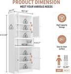 27.56” Metal Pantry Cabinet, 72" H Kitchen Pantry Storage Cabinet with 4 Doors and Adjustable Shelves, Freestanding Buffet Cupboards for Living Room and Dinning Room, White B