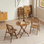 Vintage Bamboo Rattan Folding Dinging Chair - Portable Lightweight Retro Seat for Indoor, Outdoor, Patio, Wedding, Office, and Events (2, Brown, Oversized)